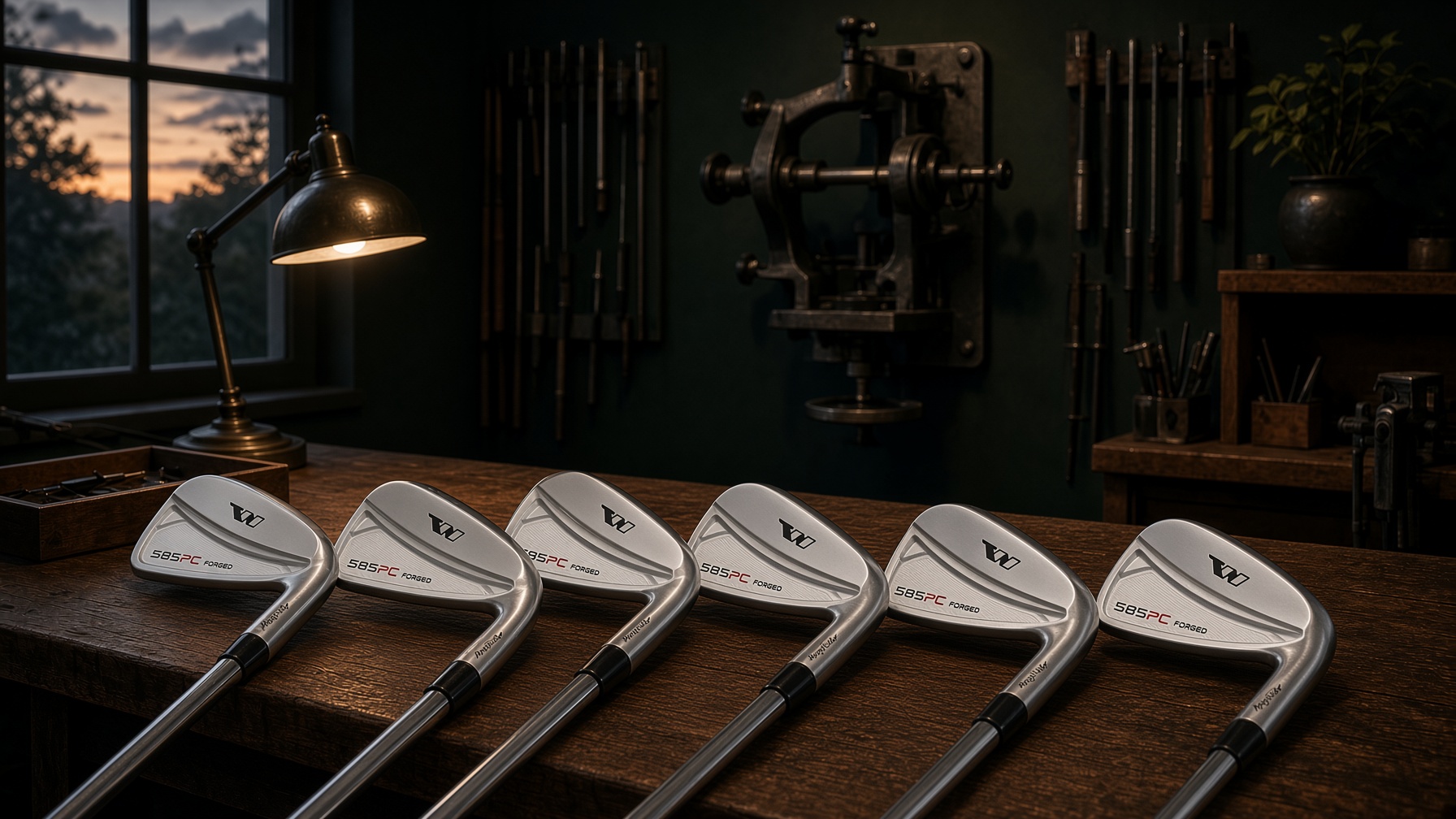 Wishon Golf 585 PC ijzers in de werkplaats